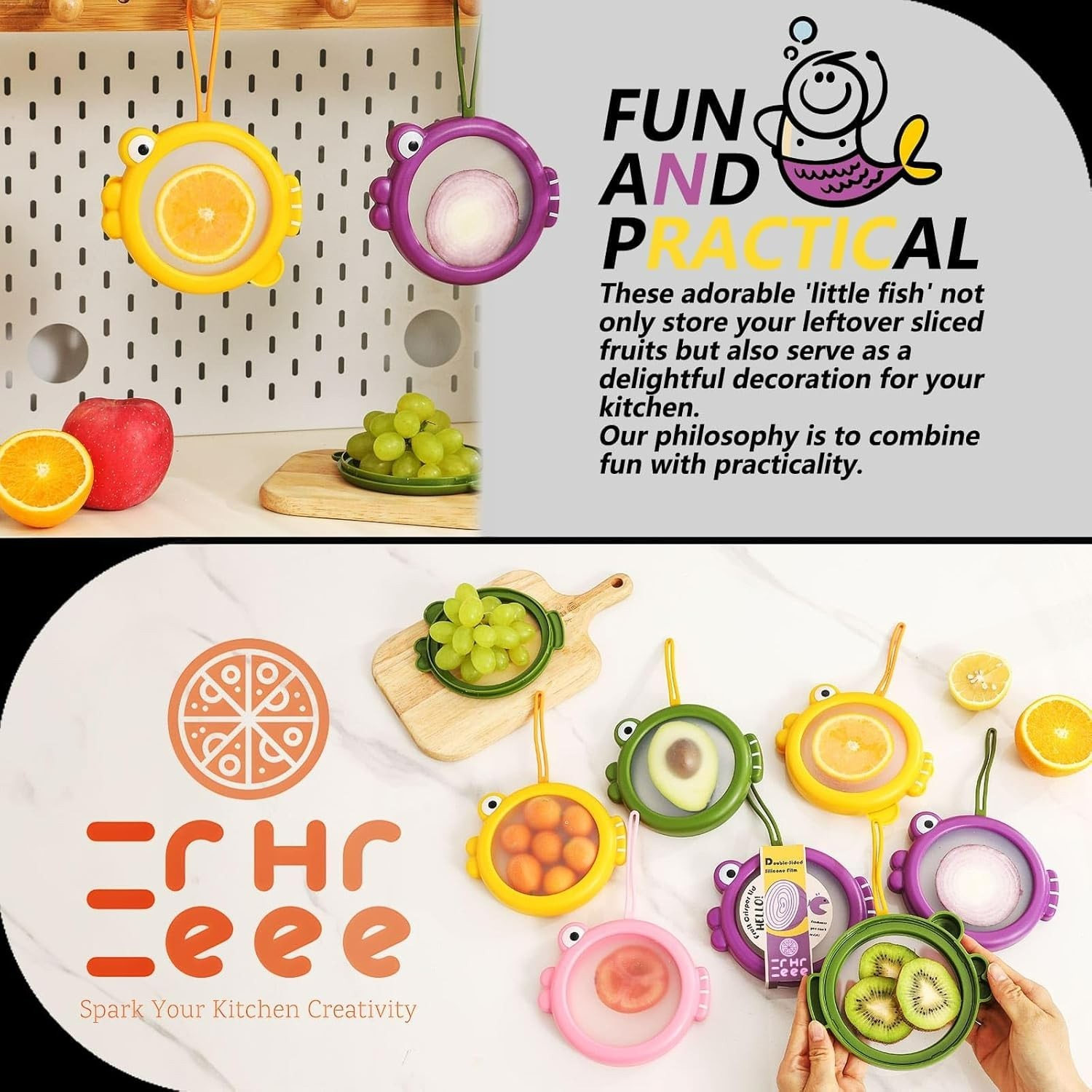 Vibrant Fish Design Food Storage Set – 4 Reusable Containers for Freshness