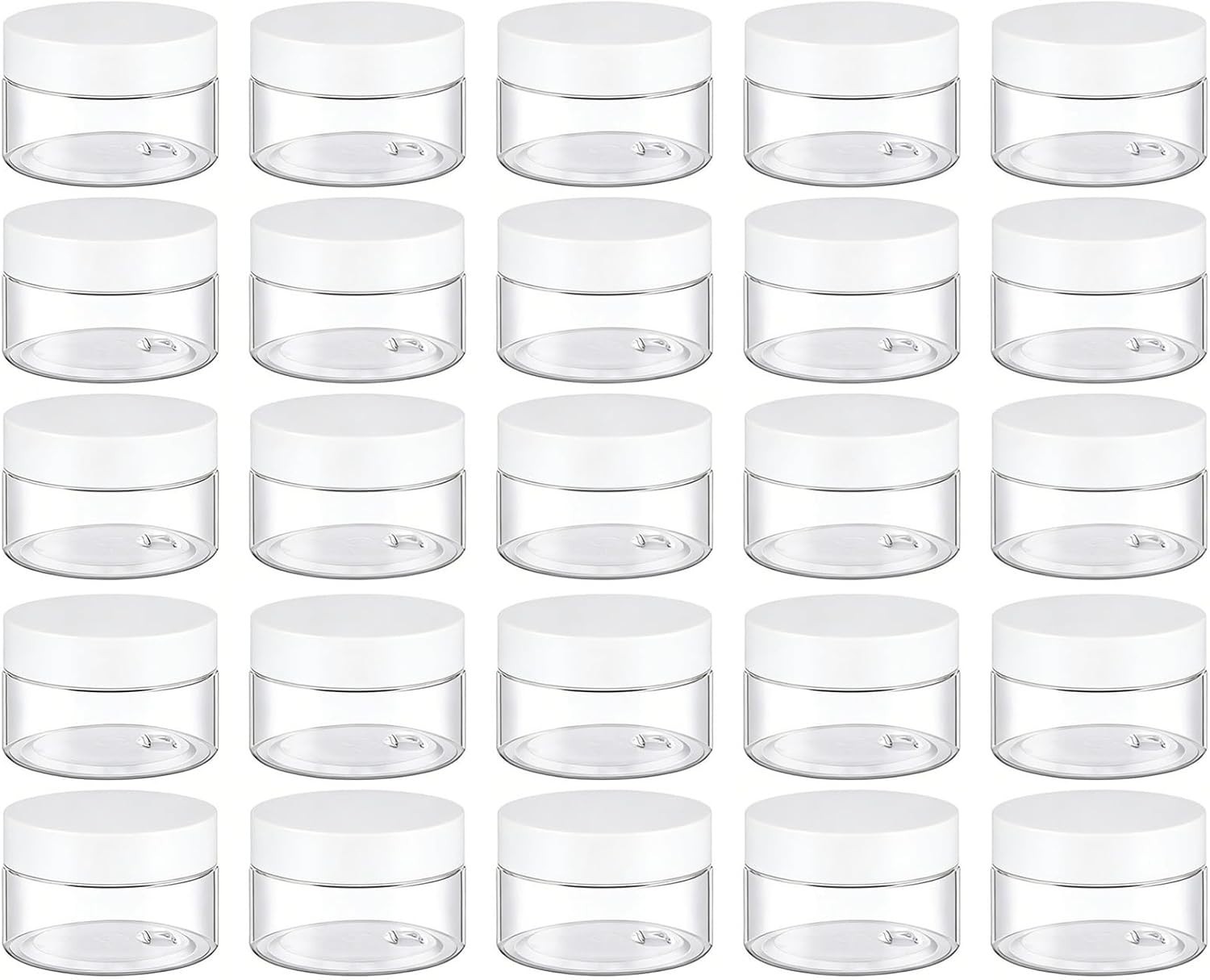 “24 Pack 1 Oz Small Plastic Jars with Lids and Labels, round Clear Containers “