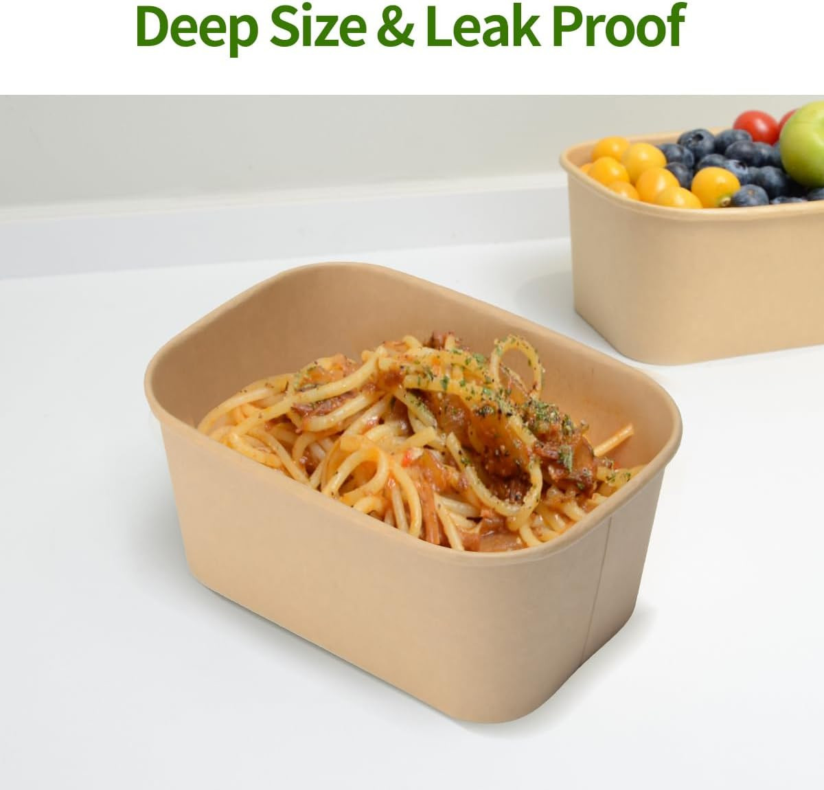 35 oz Paper Meal Prep Containers with Lids 50 Pack Hot and Cold Use | Microwavab