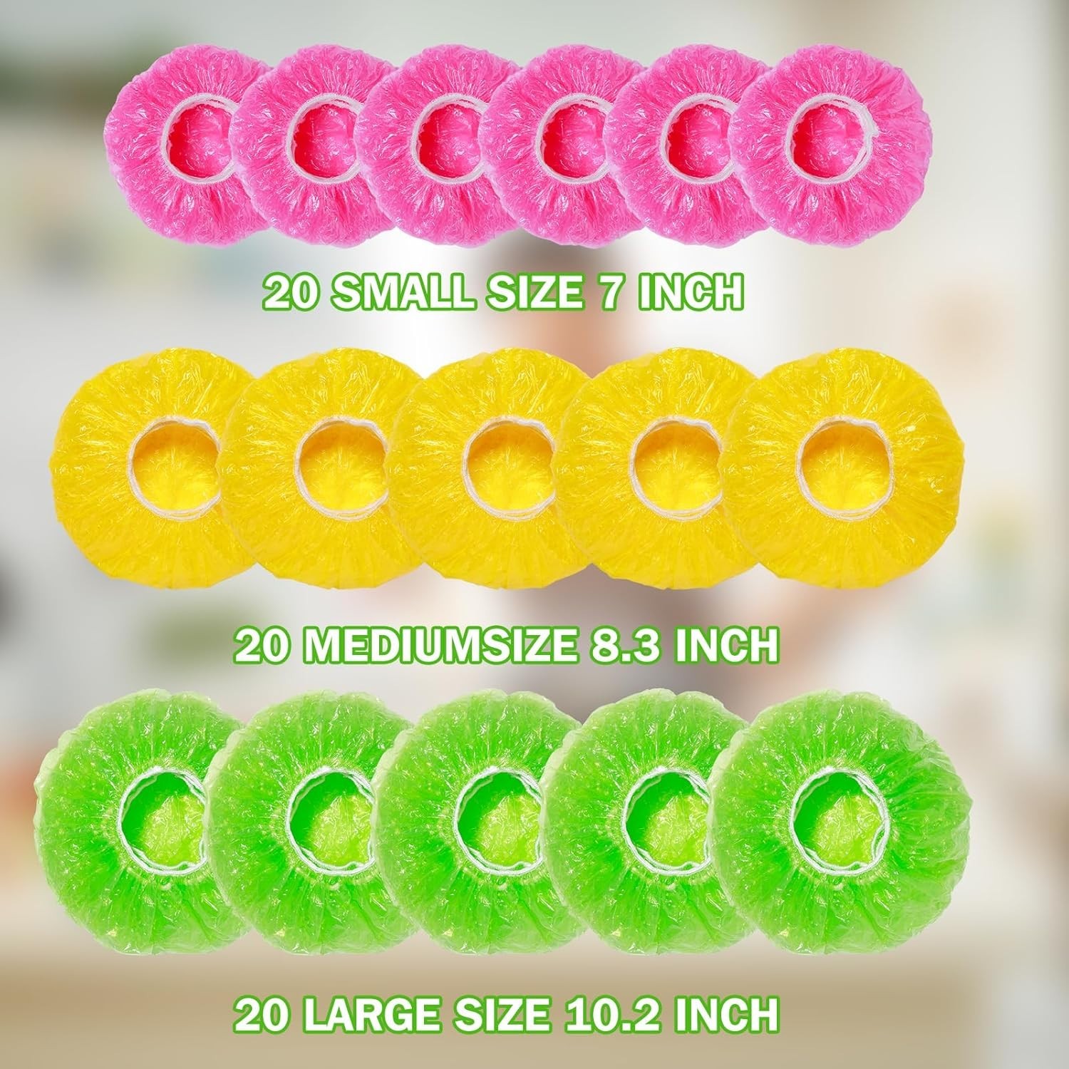 Reusable Bowl Covers Set of 60 Plastic Elastic Food Wraps for Outdoor Picnics