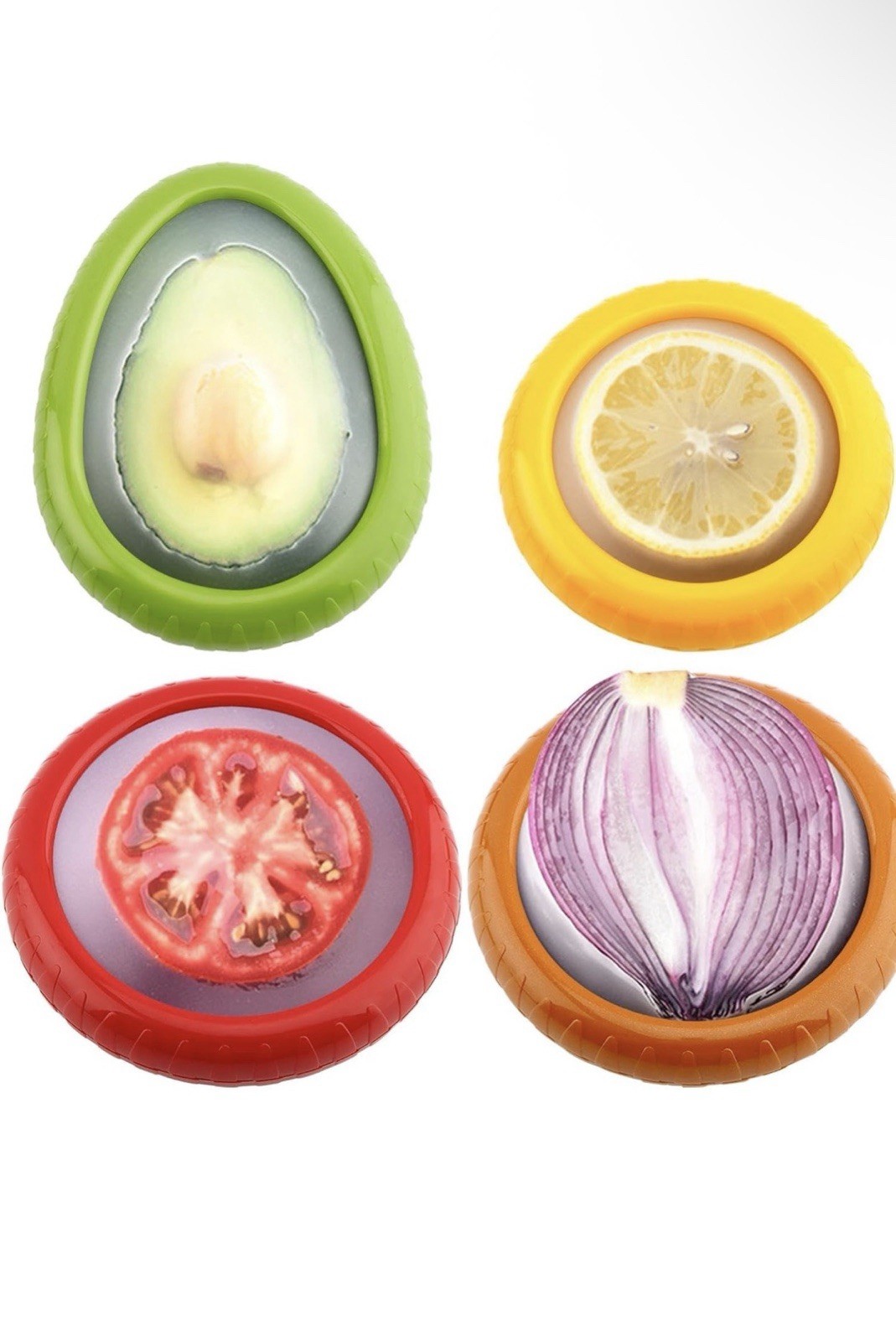 4x Reusable Avocado Saver Tomato Holder Storage Container Garlic Onion Lemon Box