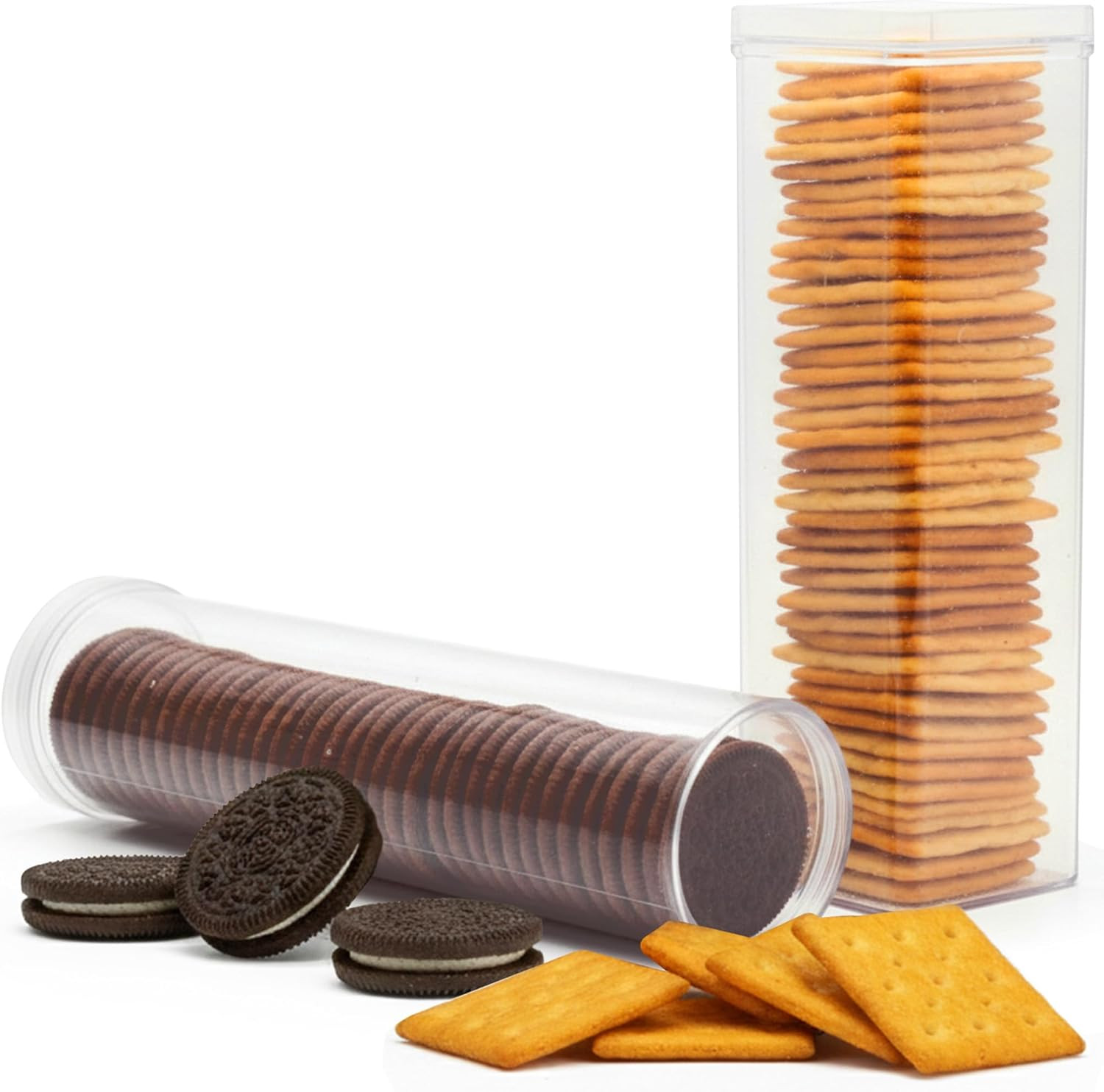 Set of 2 – Saltine Cracker Sleeve Storage Container/Cookie Keeper, Round and Sq