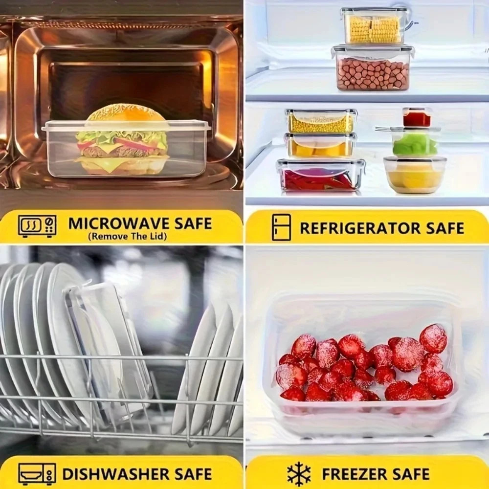 8 Pack Stackable Food Storage Containers Airtight & Leakproof Set Snap Lock Lids