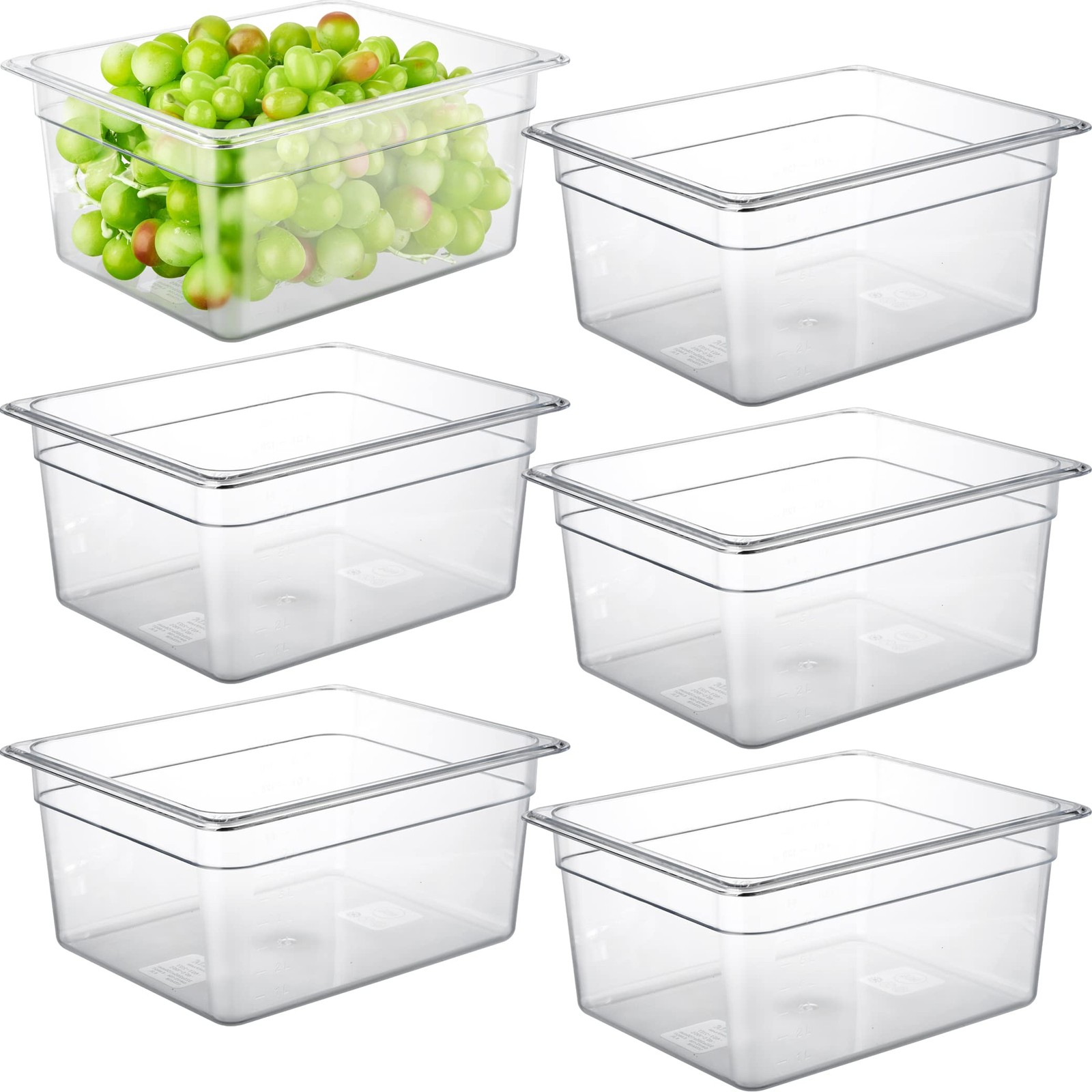 6-Pack 1/2 Size 6″ Deep NSF Polycarbonate Food Pans | Dishwasher & Freezer Sa…