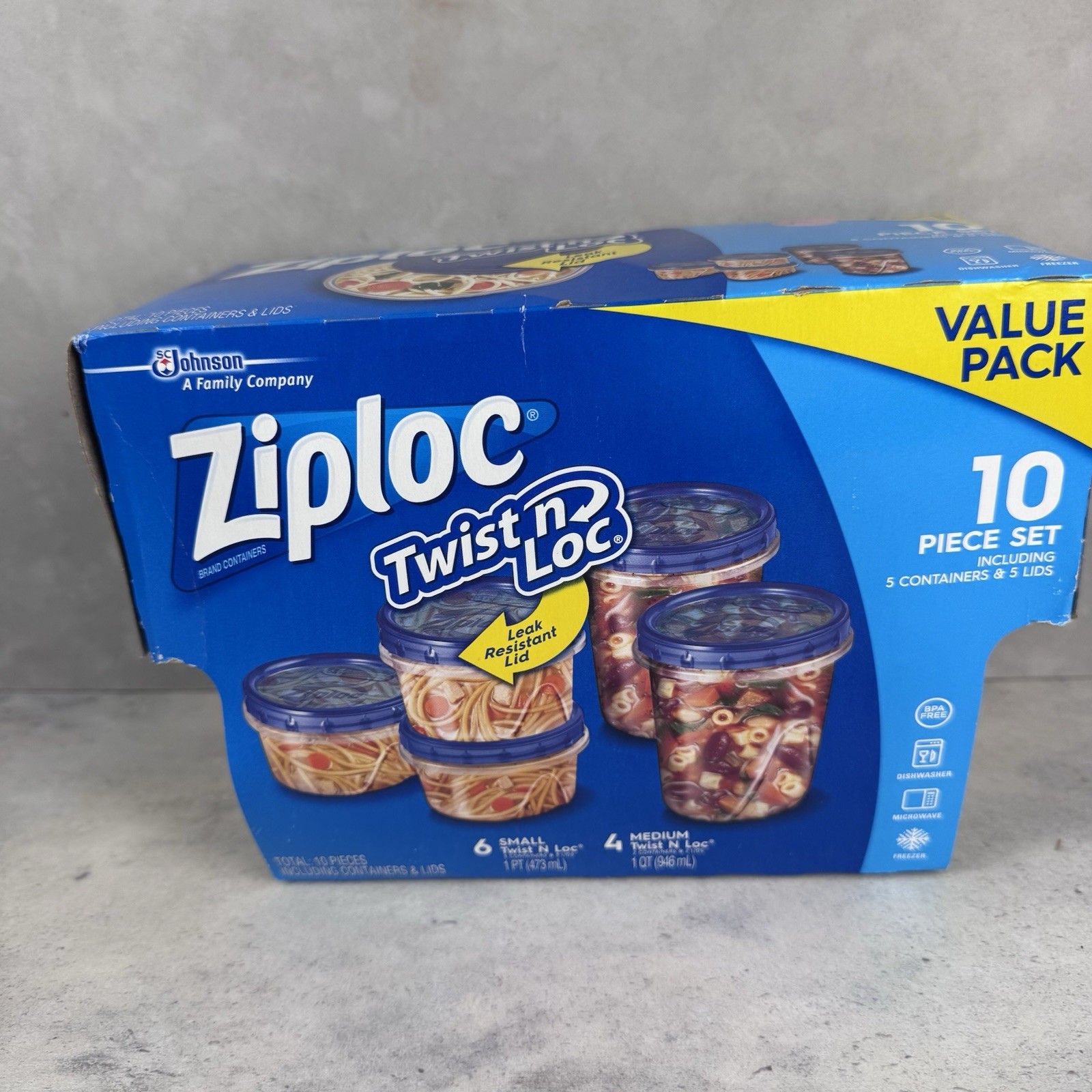 ZipLoc Twist N Lock 10 Piece Value Pack 6 Small & 4 Medium Screw Lids