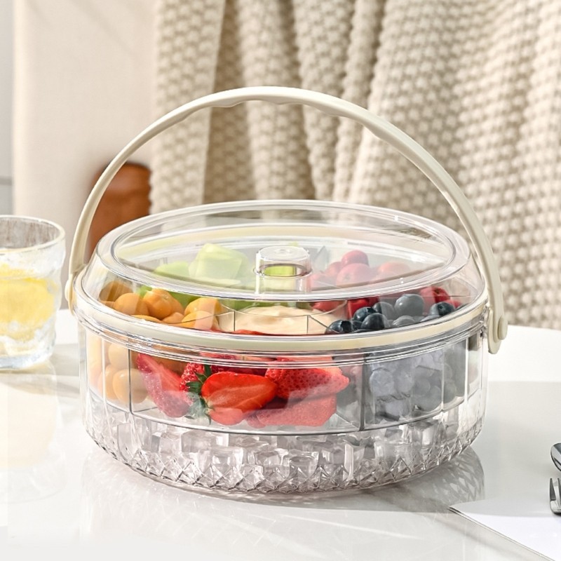 Multiple Compartment Chilled Serving Tray With Ice Container and Secure Cover