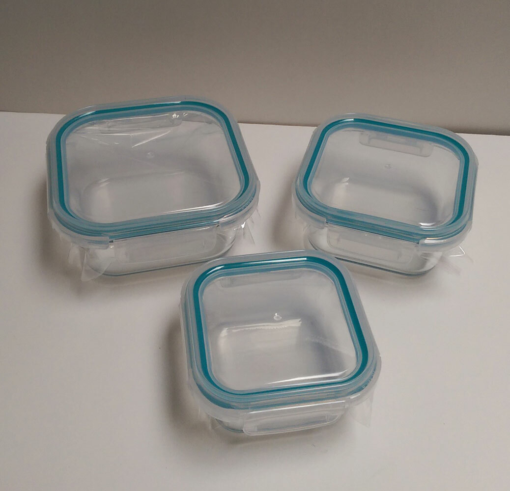 NEOFLAM 6 PC Cloc Glass Food Container Storage Lunch Airtight Lids Gift Set NEW