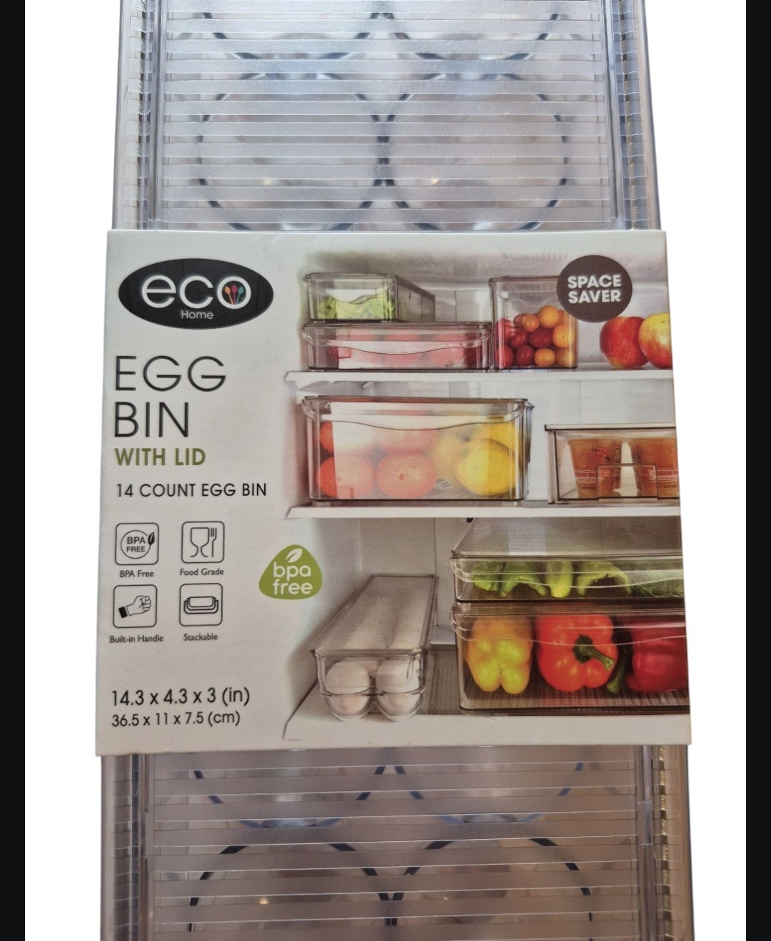 Eco Home Egg Bin With Lid, 14 Count Egg Holder, BPA Free