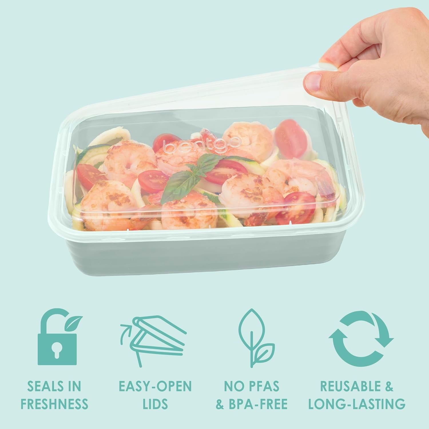Prep – 20-Piece 1-Compartment Reusable Meal Prep Containers with Lids
