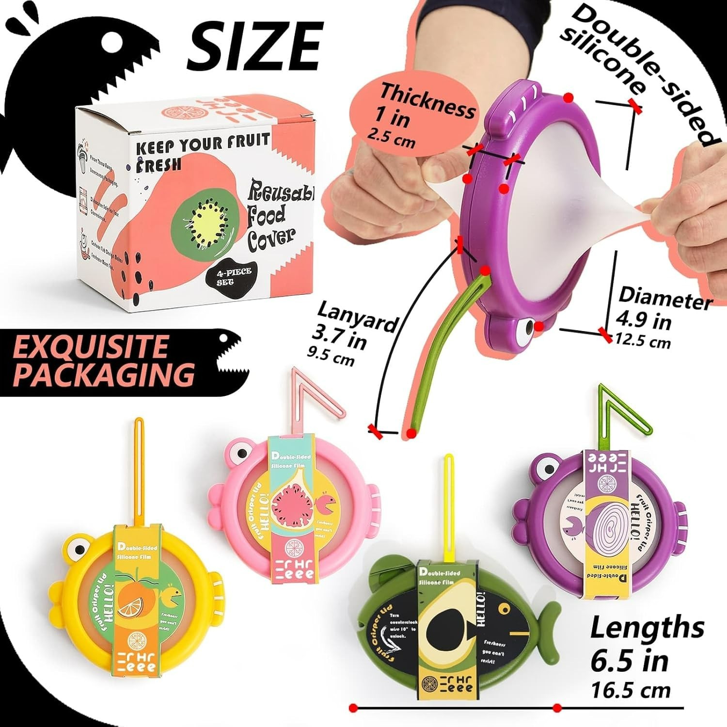 Vibrant Fish Design Food Storage Set – 4 Reusable Containers for Freshness