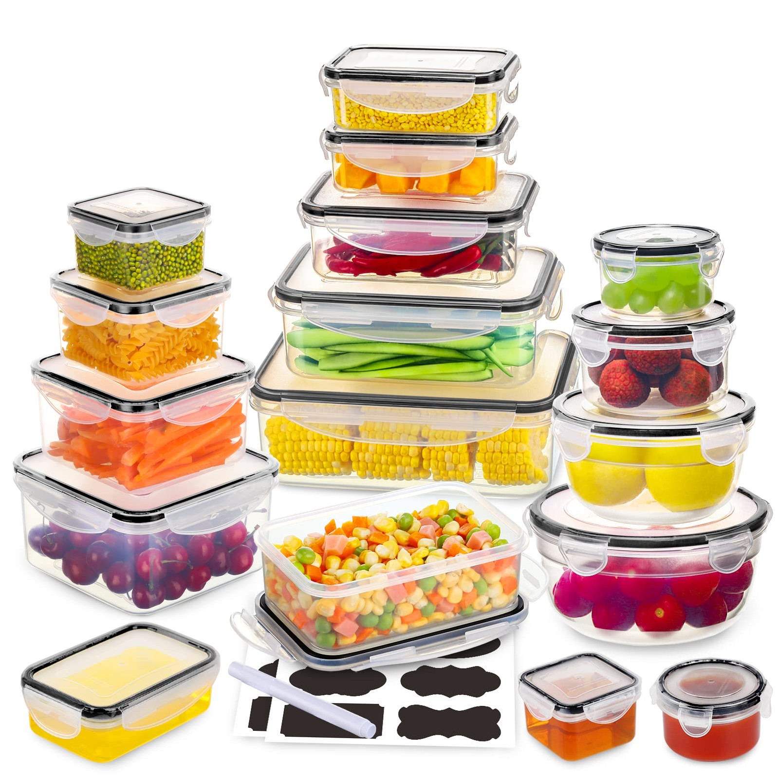 34 PCS Food Storage Containers Set with Airtight Lids (17 Lids &17 Containers…