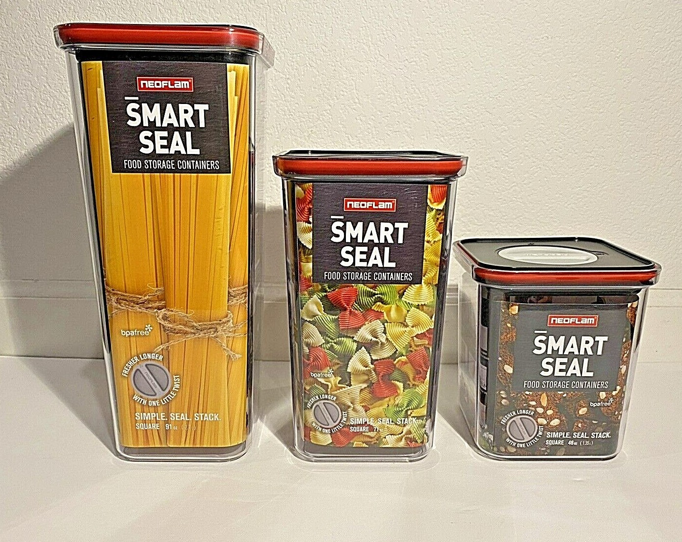 3 Set – Neoflam Smart Seal Food Storage Containers with Easy Lock Lid / BPA Free
