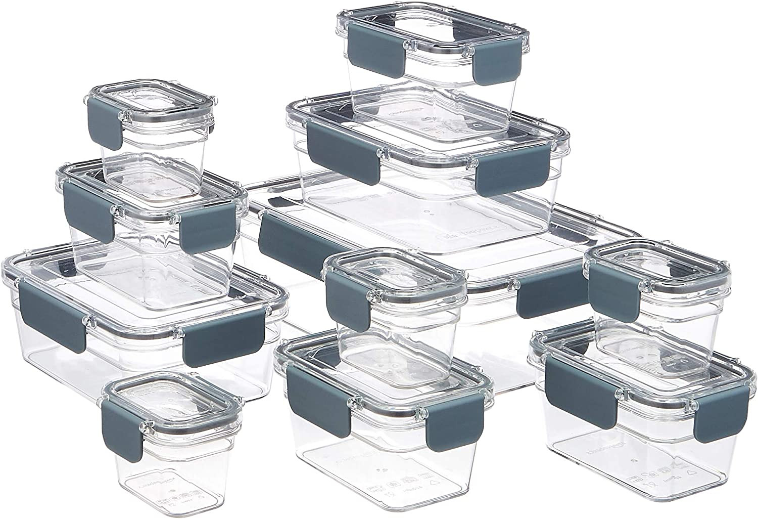 Tritan Plastic Food Storage Containers with Airtight Locking Lids, 11 Containers