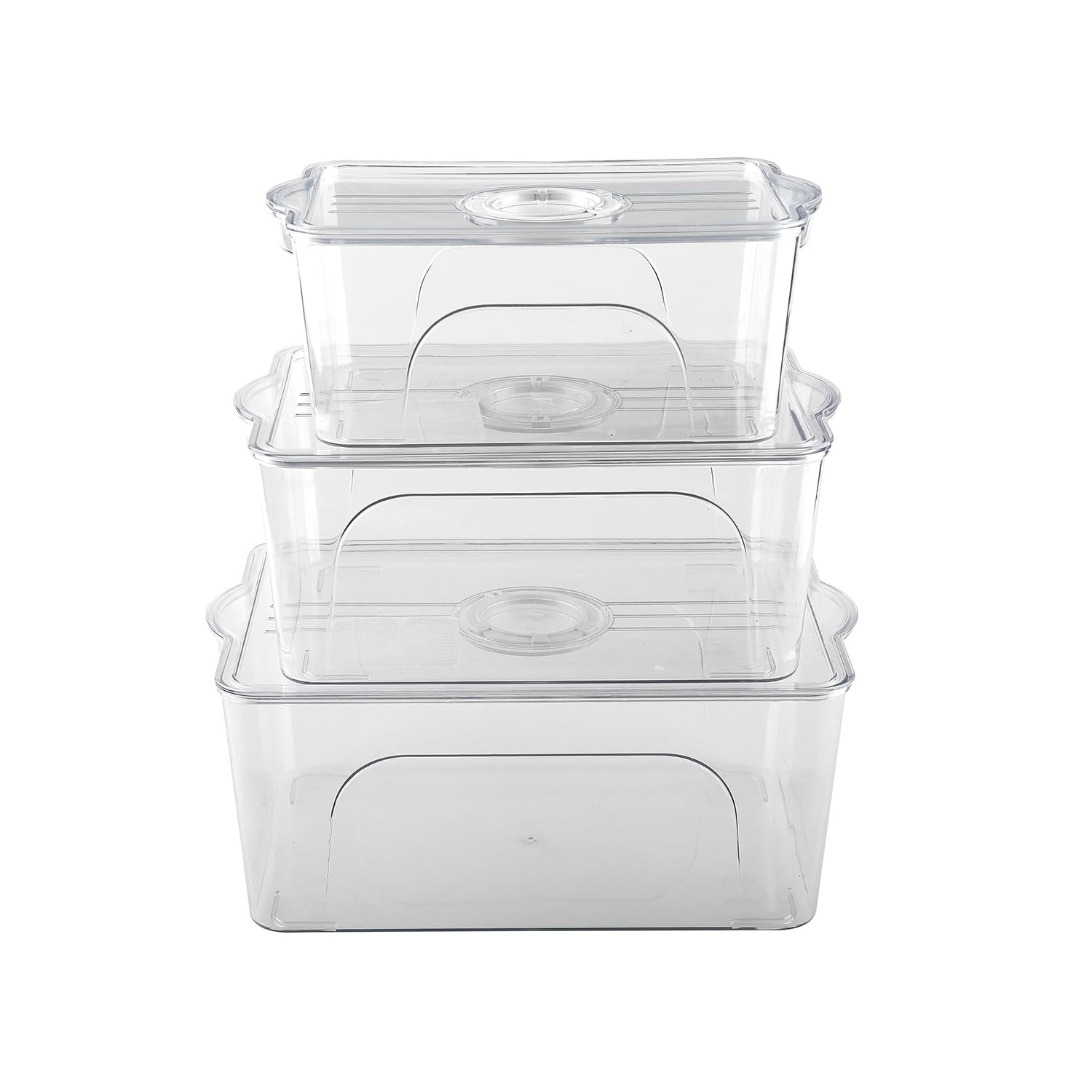 3 Pack Stackable Food Containers, Clear with Lids, Date Recorder for Kitchen