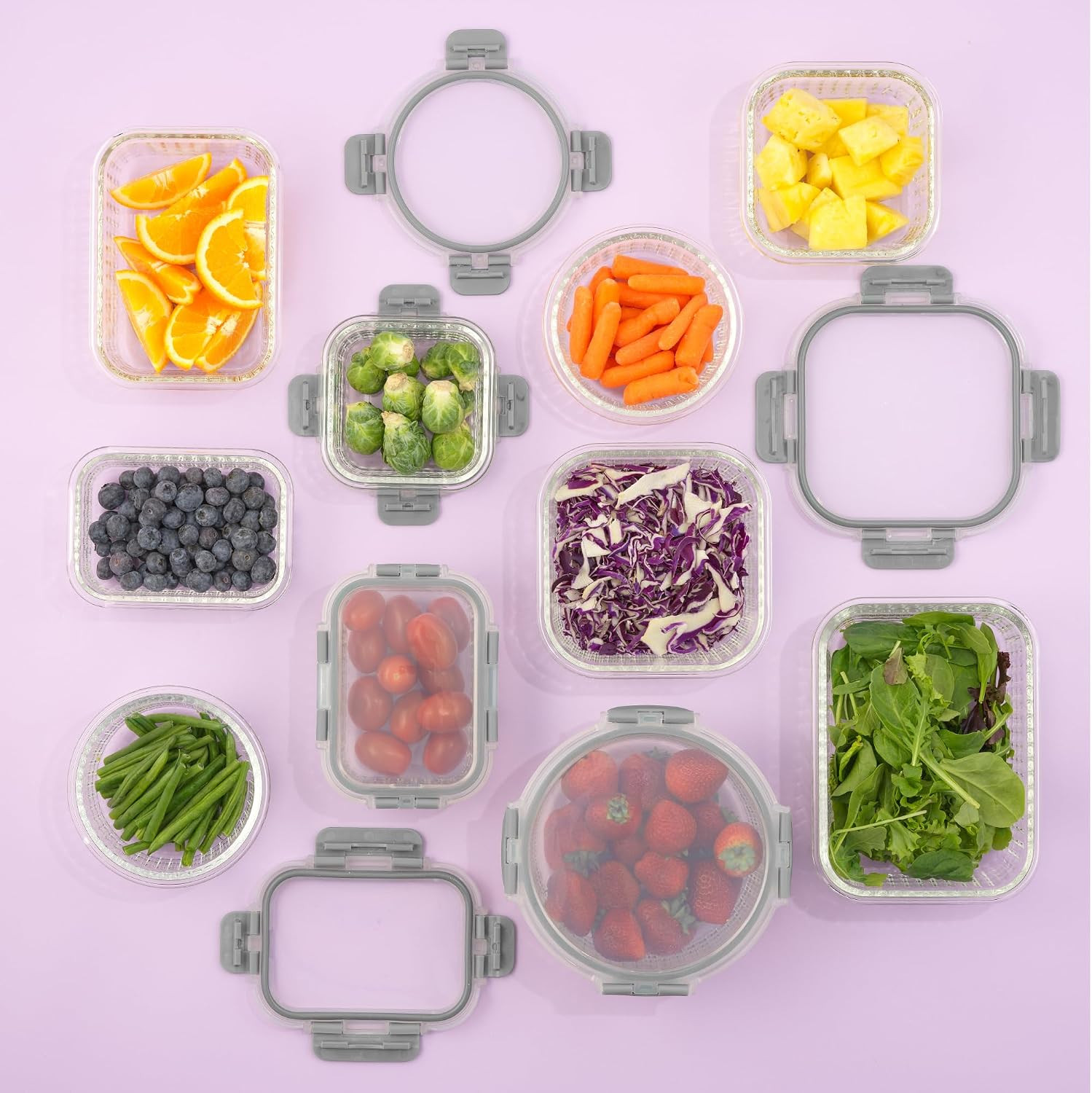 JoyJolt 24pc Borosilicate Glass Storage Containers with Lids | 12 Airtight/Freez
