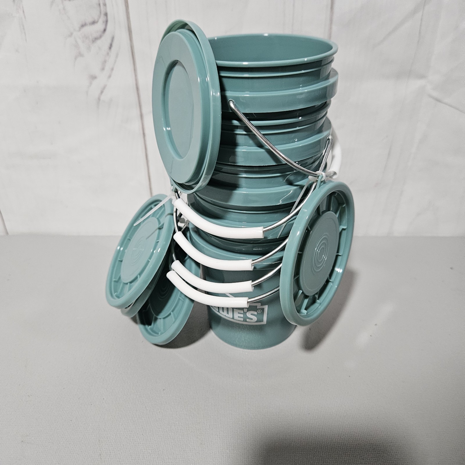 NEW Set of 5 Lowe’s TEAL 0.42 Quart BPA-Free Mini Bucket W/Lid – FLAT RATE SHIP