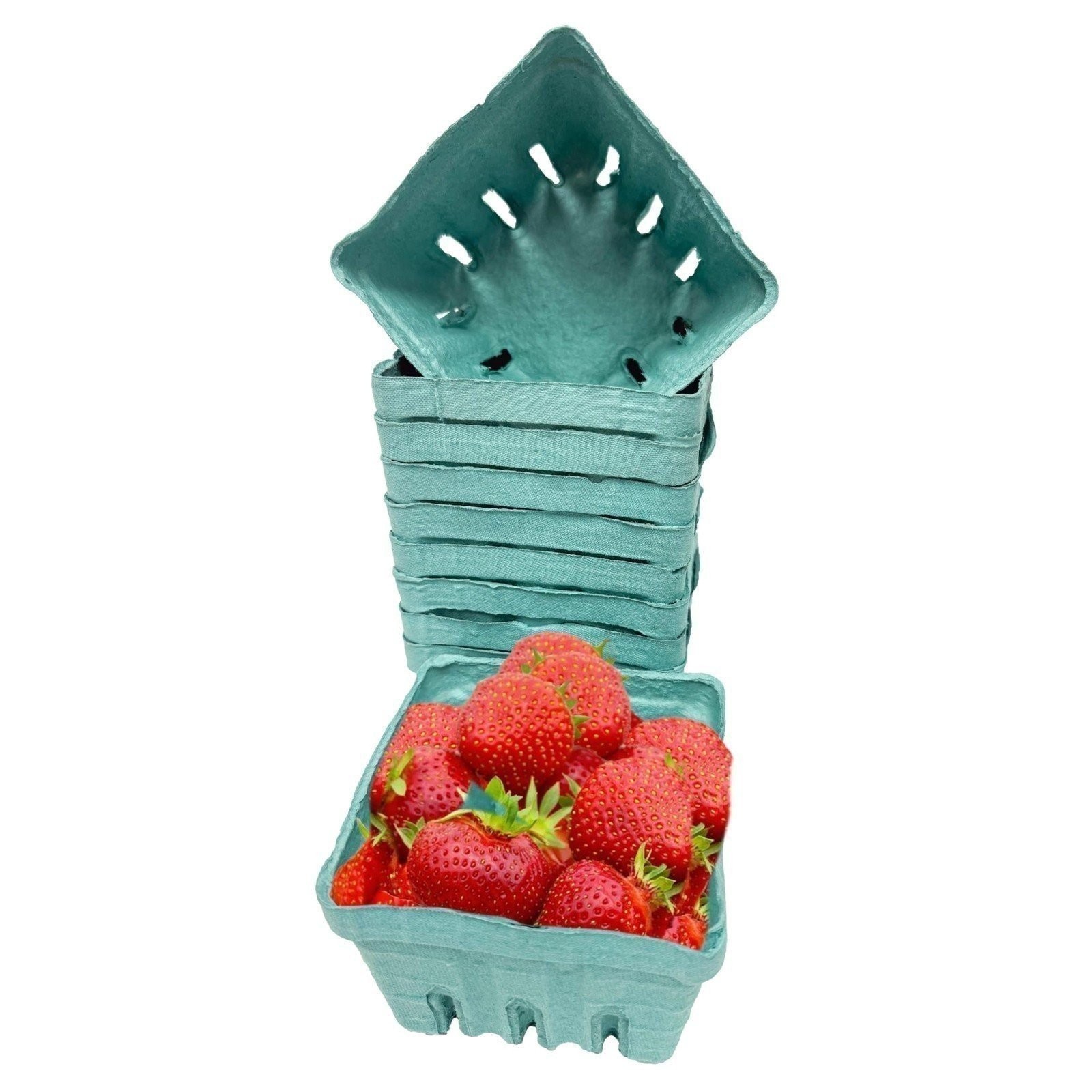 15 Pack Green Berry Basket 1 Pint, Pulp Fiber Vented…