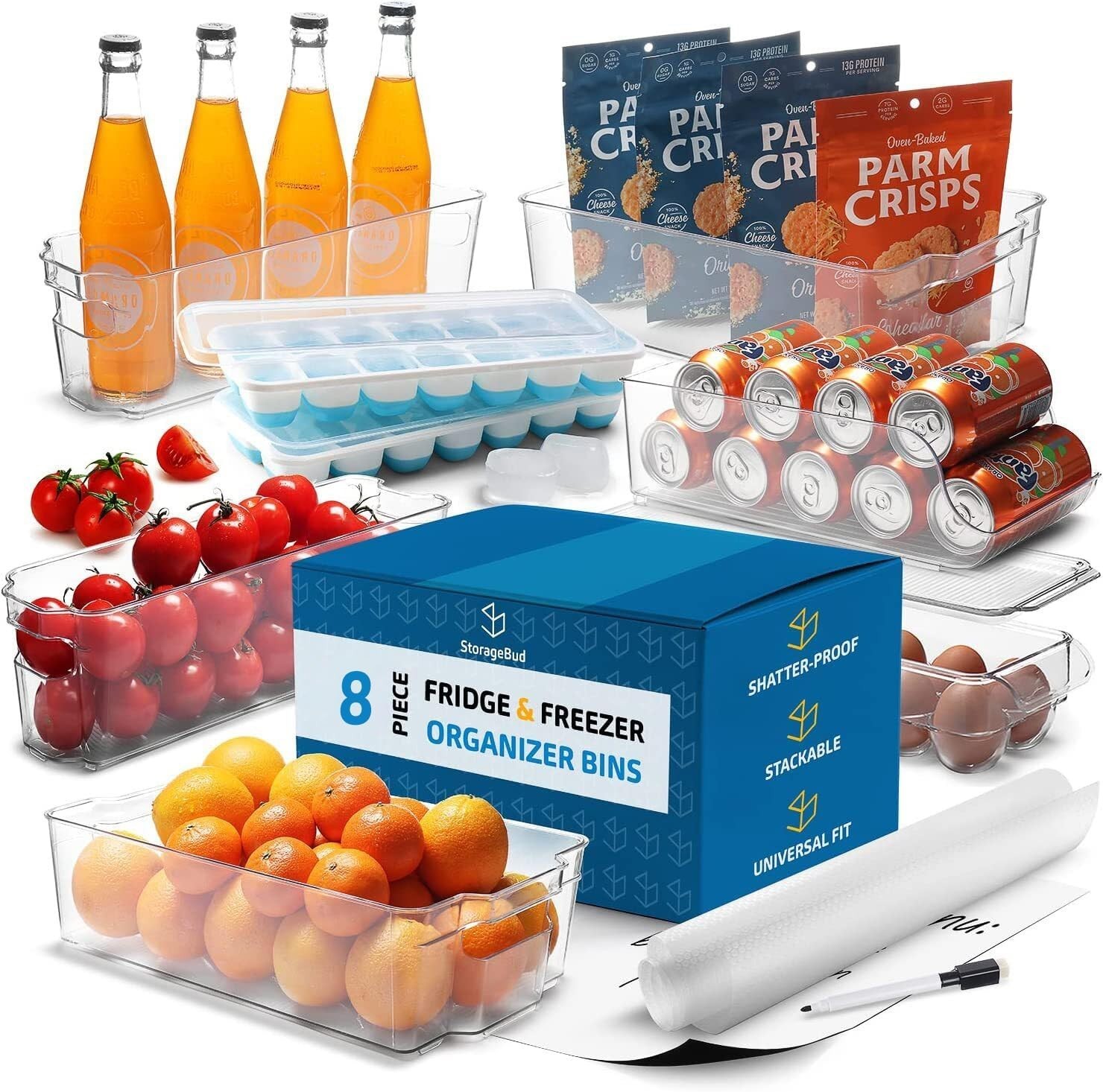 Fridge Organizer – 14 Piece Refrigerator Organizer Bins – Stackable Freezer O…