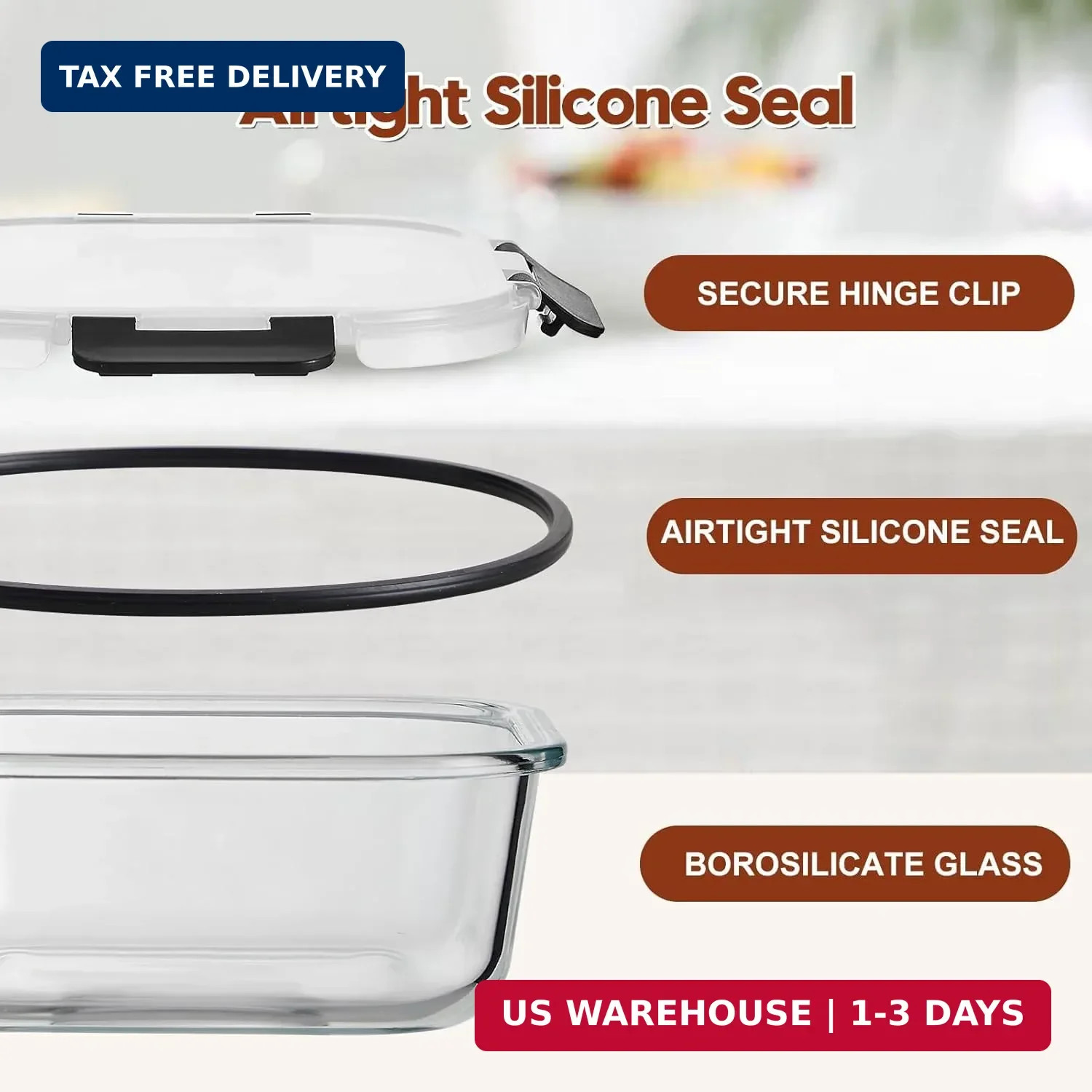 8 Pack Glass Meal Prep Containers with Lids, Extra Thick Airtight Food Storage S