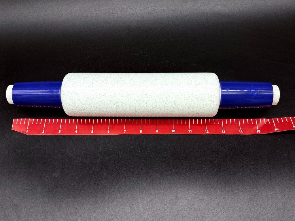Vintage Speckled White Blue 16″ Fillable TUPPERWARE Rolling Pin 9″ Body with Cap