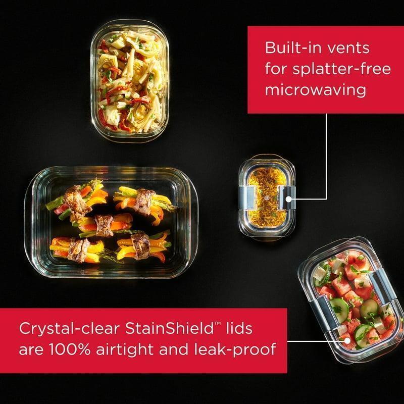 2-Pack 4.7 Cup Glass Food Storage Containers Airtight Leak-Proof Lids BPA-Free