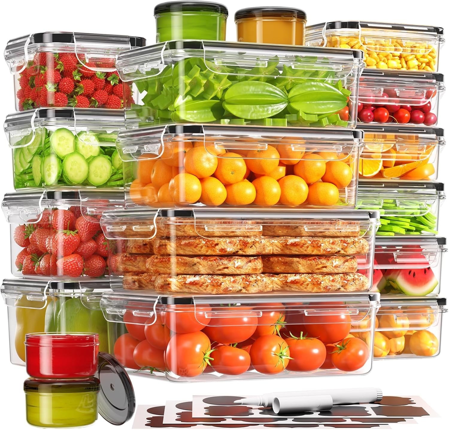36-Piece Food Storage Containers W/ Lids(18 Container & 18 Lid Plastic Food