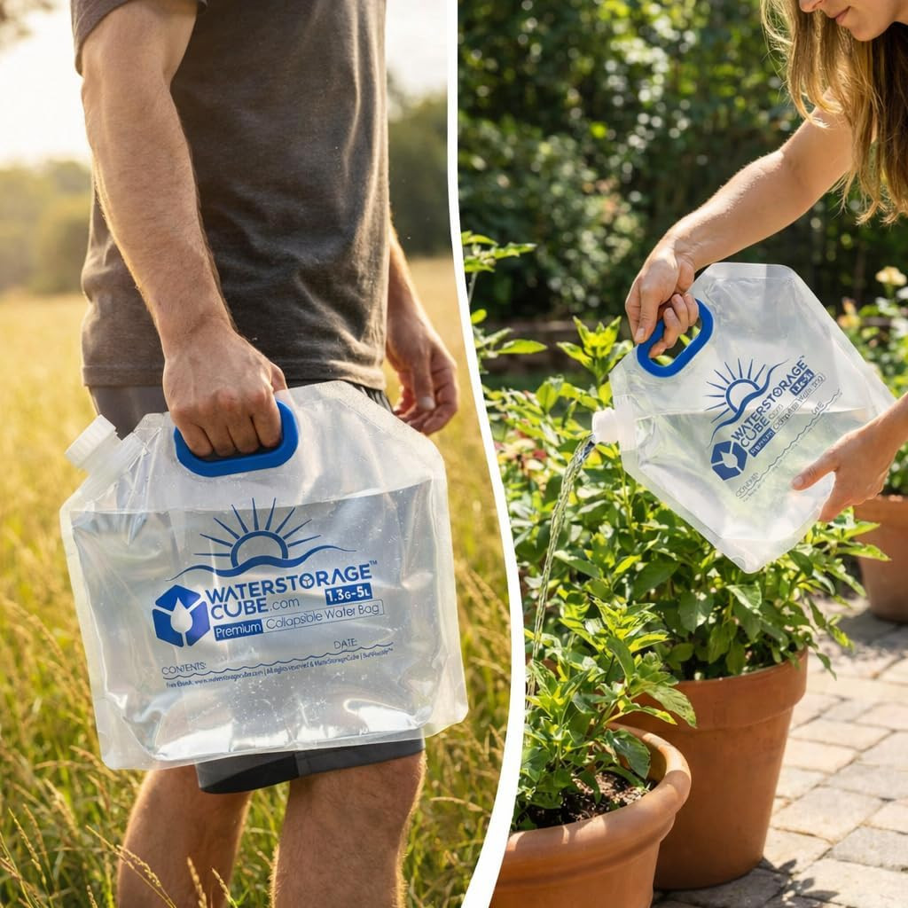 Premium Collapsible Water Container Bag, BPA Free Food Grade Clear Plastic Stora