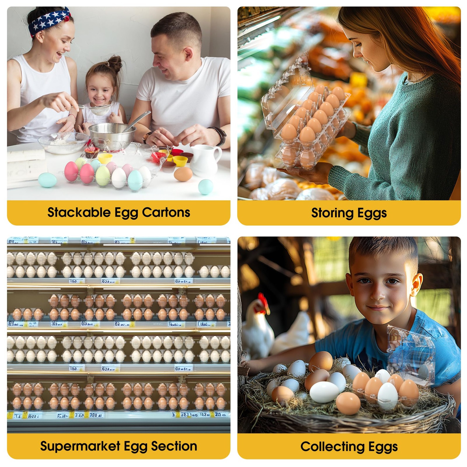100PCS Egg Cartons Cheap Bulk, Large Egg Cartons Plastic 12 Count, 1 Dozen Reusa