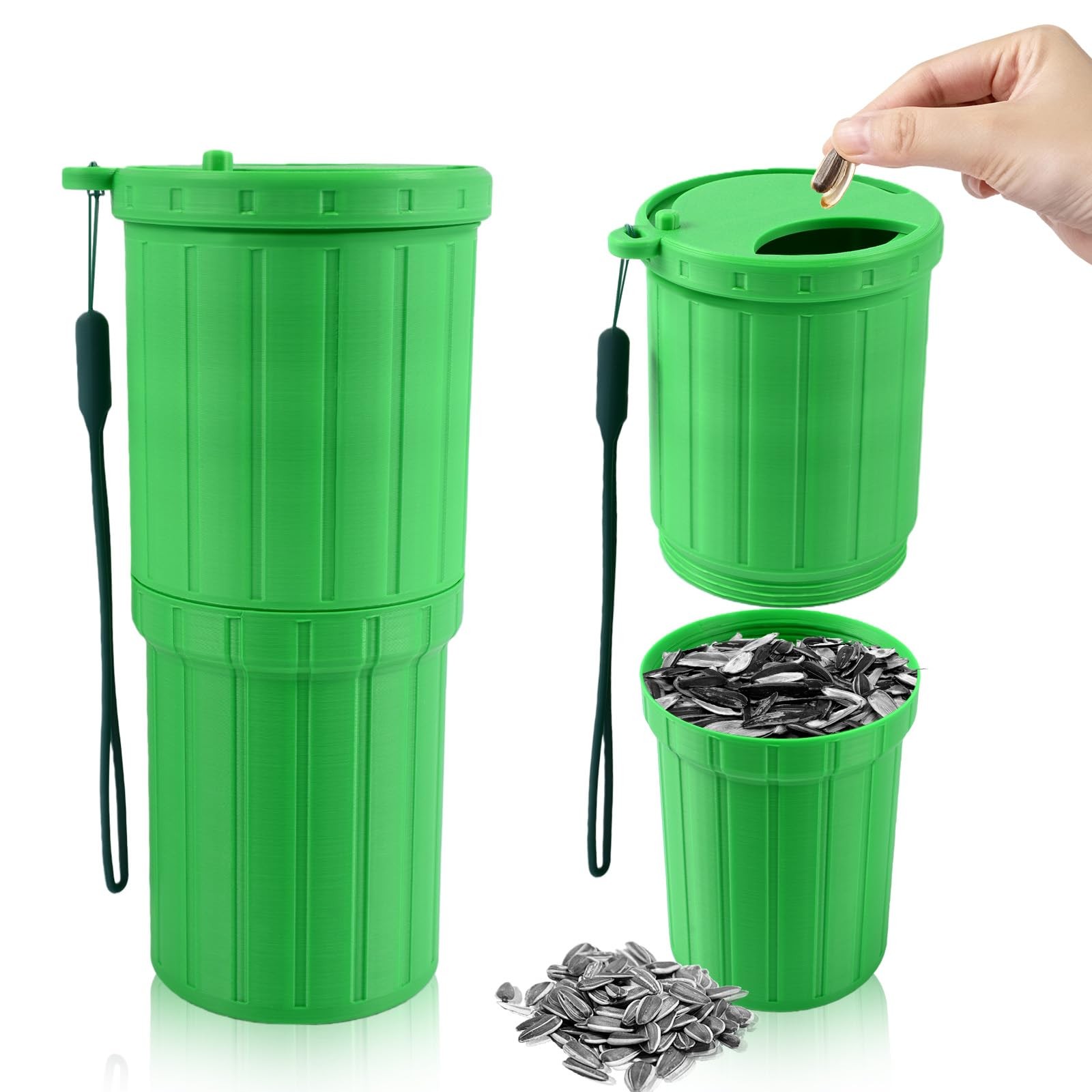 3D Printed Portable Sunflower Seed Spit Cup, with Seed Organizer & Shell Stor…