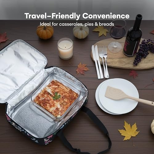 Insulated Casserole Carrier – 16″x11″x8″ Expandable Food Travel Bag for Hot/Cold