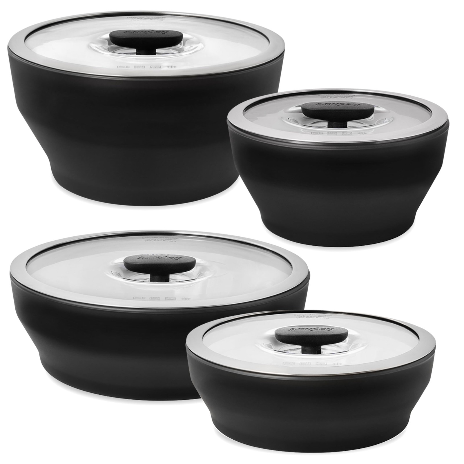 Anyday Onyx Collection 8-Piece Microwave Cookware Set | Glass Food Storage wi…