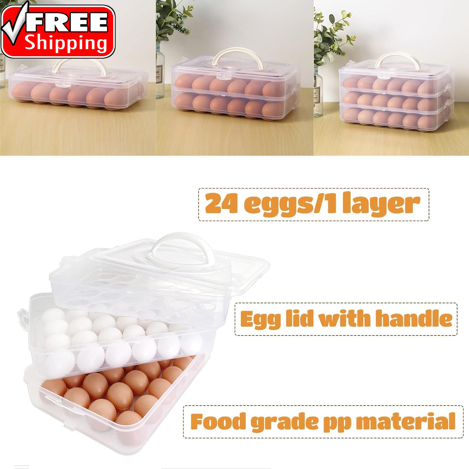 72 Eggs Holder,3-Layer Deviled Egg Tray with Lid,Egg Containers for Deviled Egg,