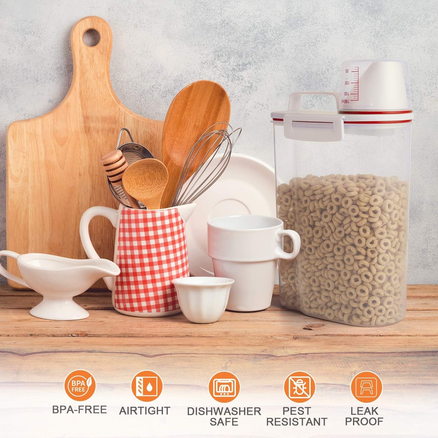 Portable Food Storage Container with Pouring Spout