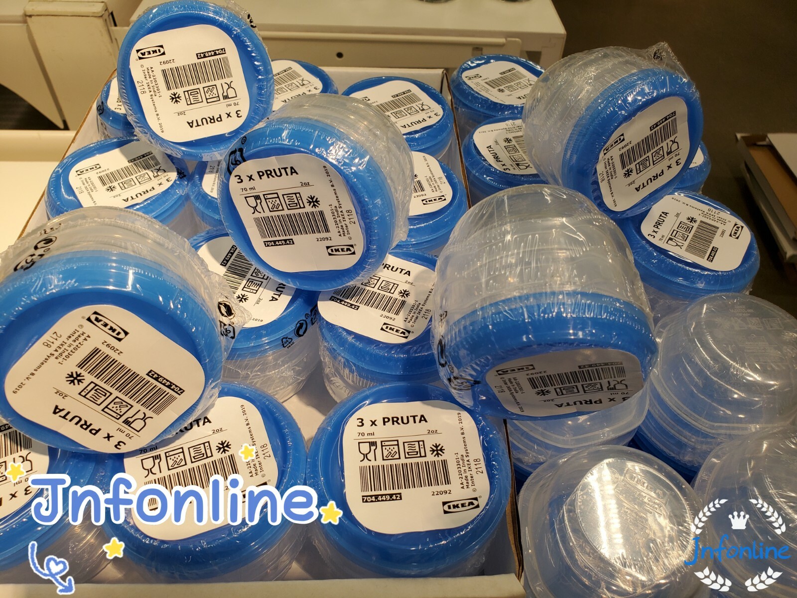 3 PACK Brand New IKEA PRUTA Food Container Transparent Blue 2oz