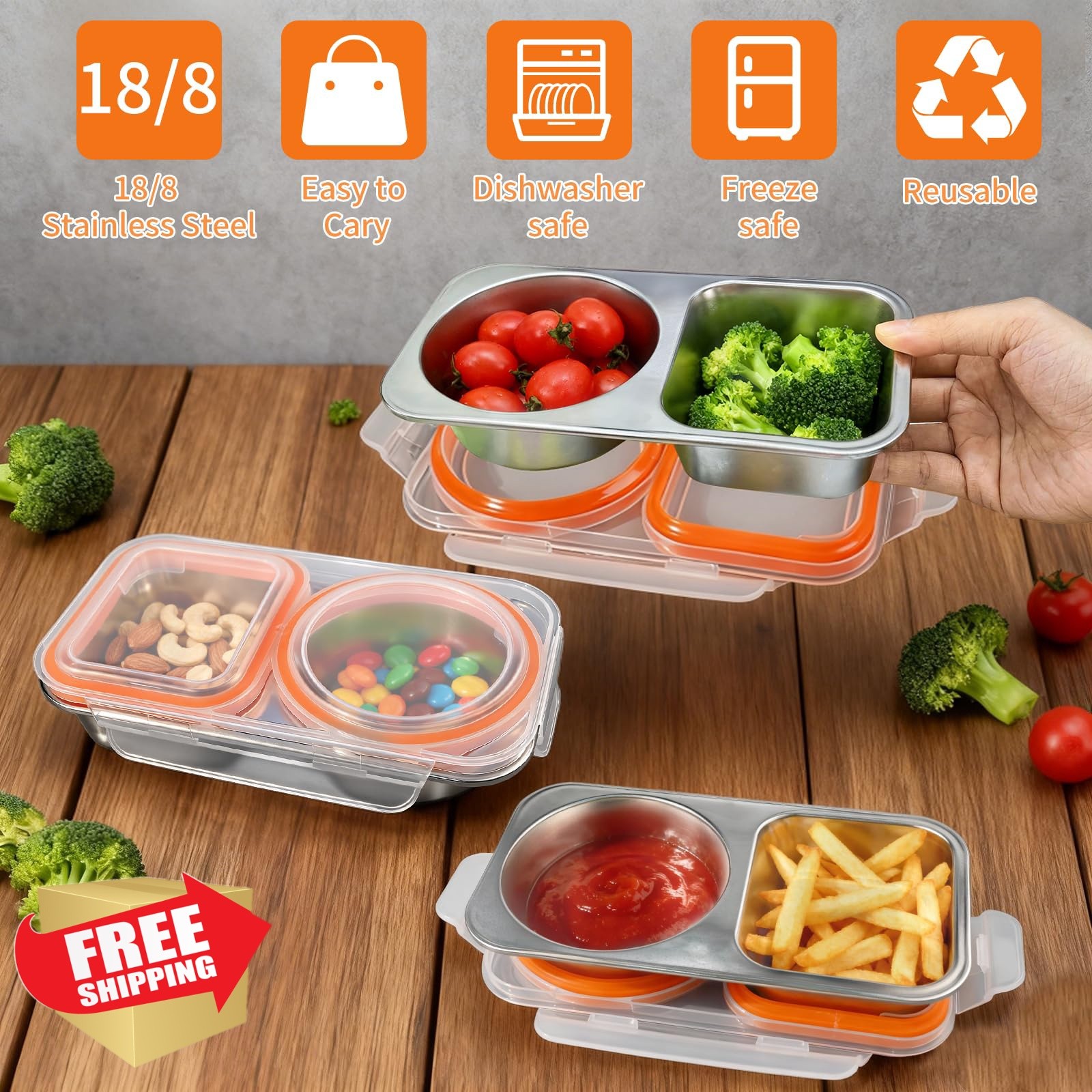 Eiyisem 13oz Snack Container Orange 1 Pack