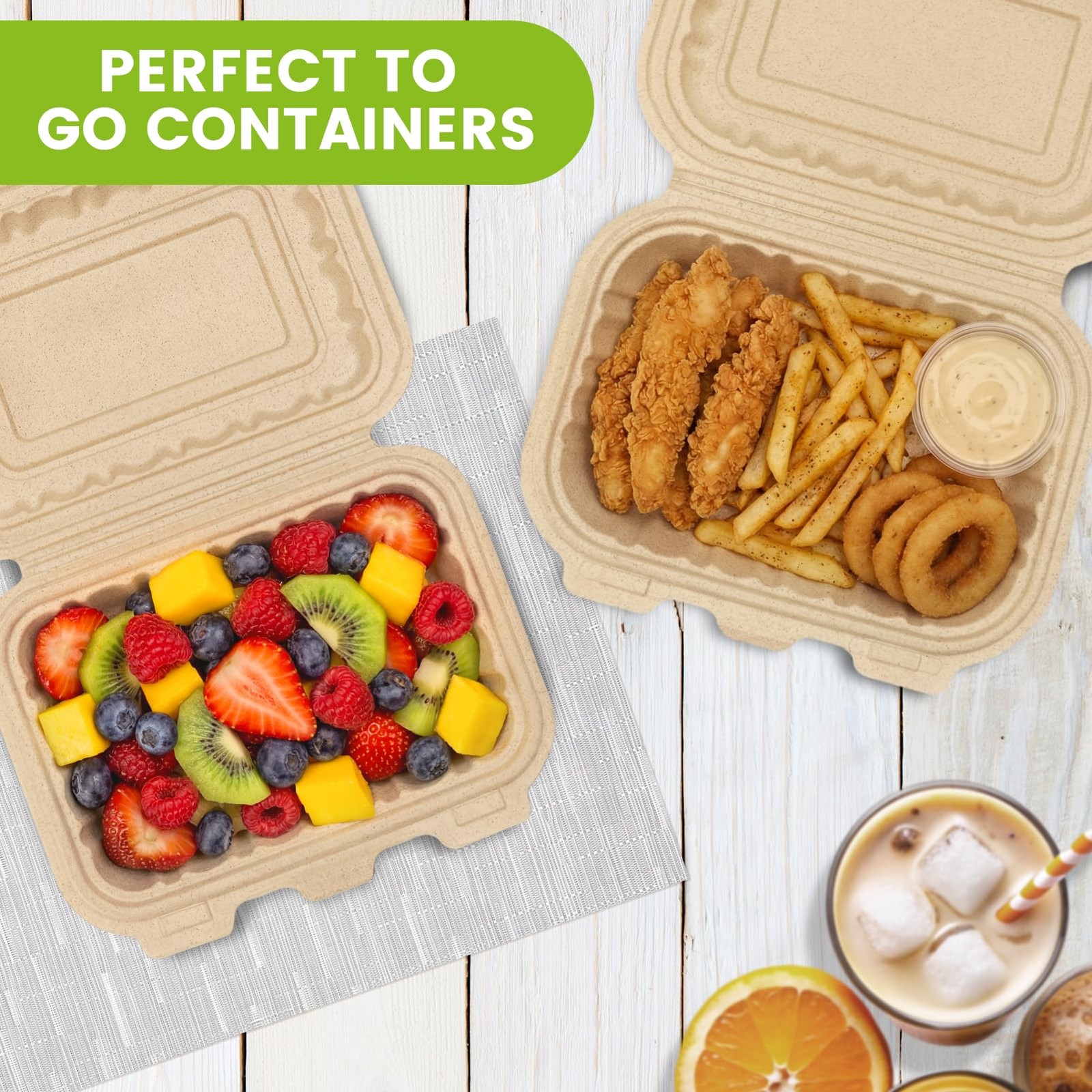 Clamshell Take Out Food Containers,50 Pack-16oz Disposable Meal Prep Containe…
