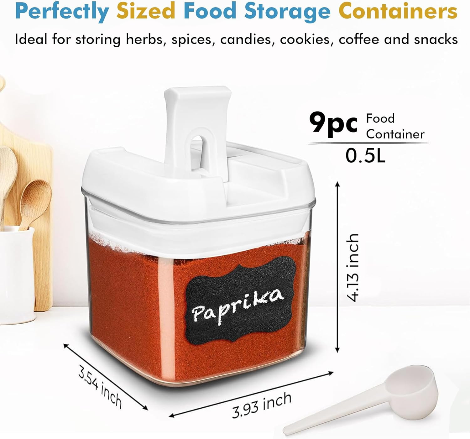 9 PC Airtight Food Storage Containers – BPA Free Clear Plastic Snack & Spice Con