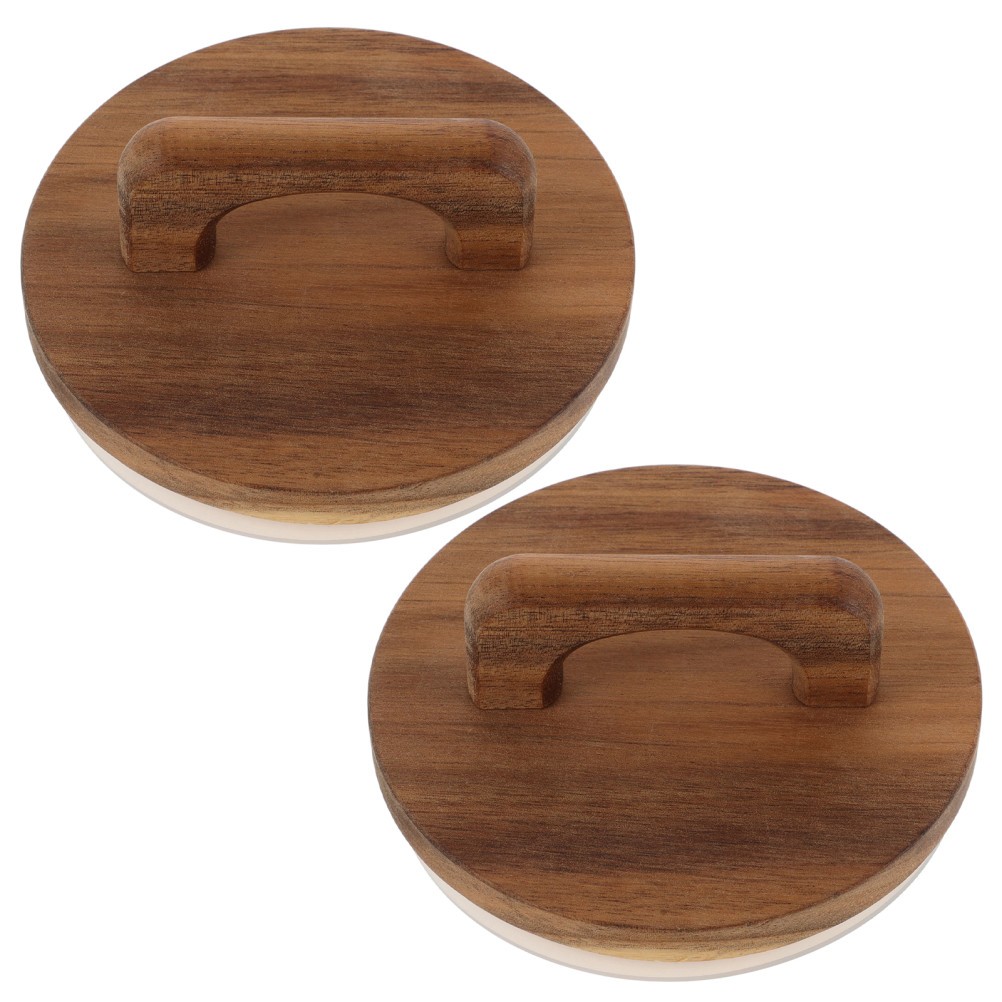 2 Pcs Storage Sealing Lid Bamboo Jar Lids Canning Wide Mouth
