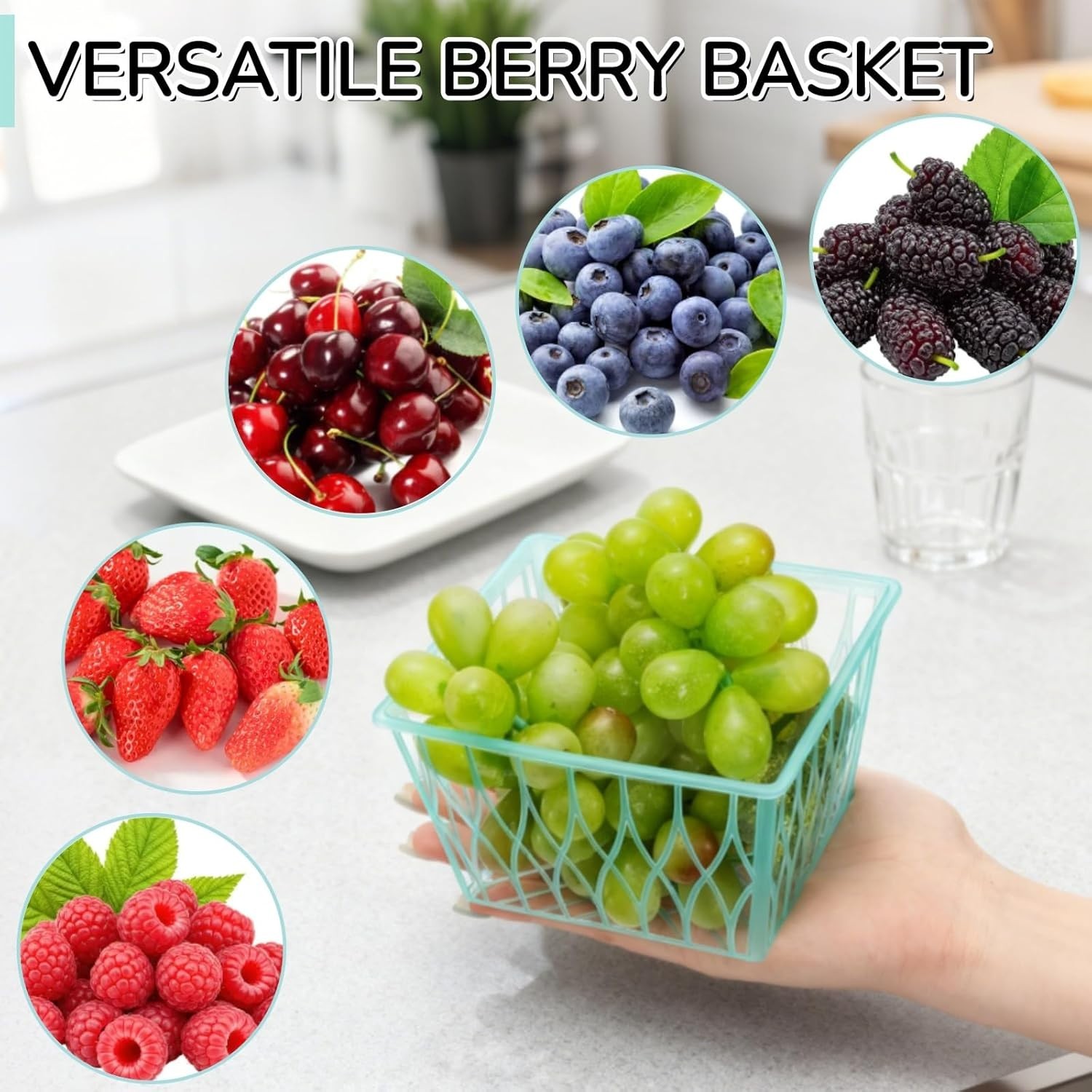 100 Pack Berry Baskets, Pint Size Plastic Strawberry Boxes with Open Weave Pa…