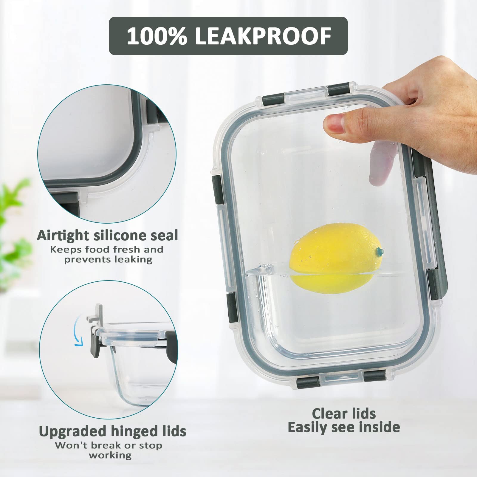 67.4oz(8.3 cup), 33.8oz(4.2 cup)& 18.6oz(2.1 cup) Extra Large Glass Food Stor…