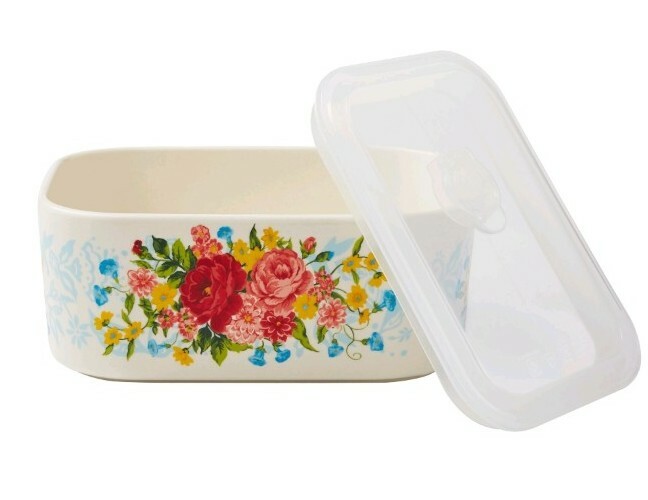 Pioneer Woman ~ Ceramic Food Storage Container ~ Sweet Rose Pattern ~ Large