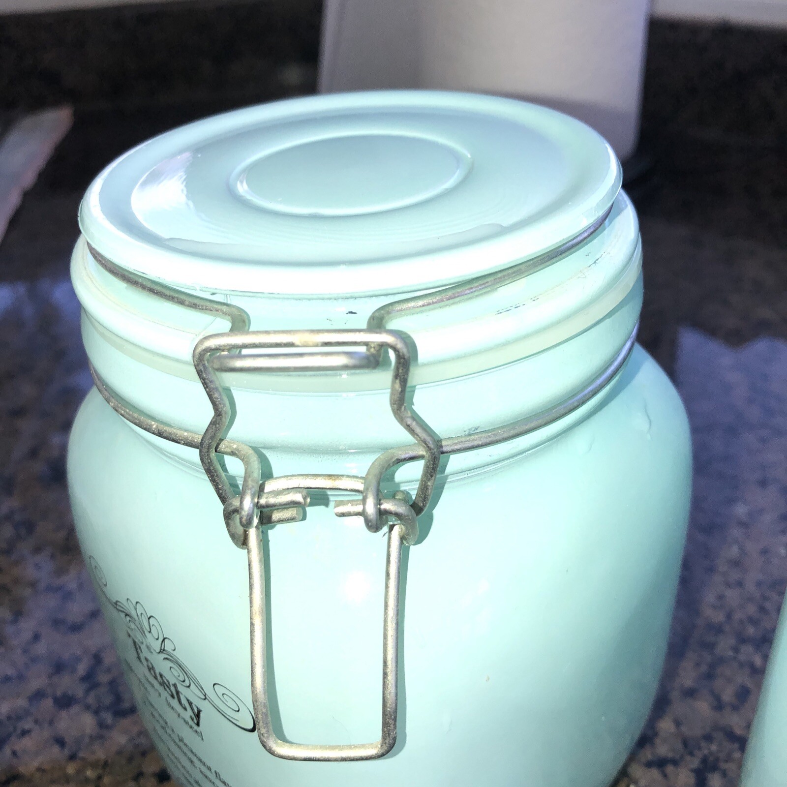 BLUE HARBOR Set Of 3 Sea Glass Colored Kitchen Canisters *see notes*