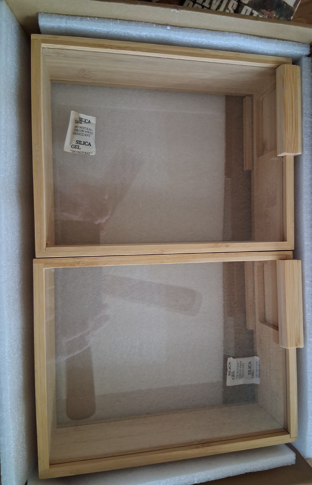 Apt 1101 Pair Of Bamboo Food Dispensers With Acrylic/plastic See Through Sides.