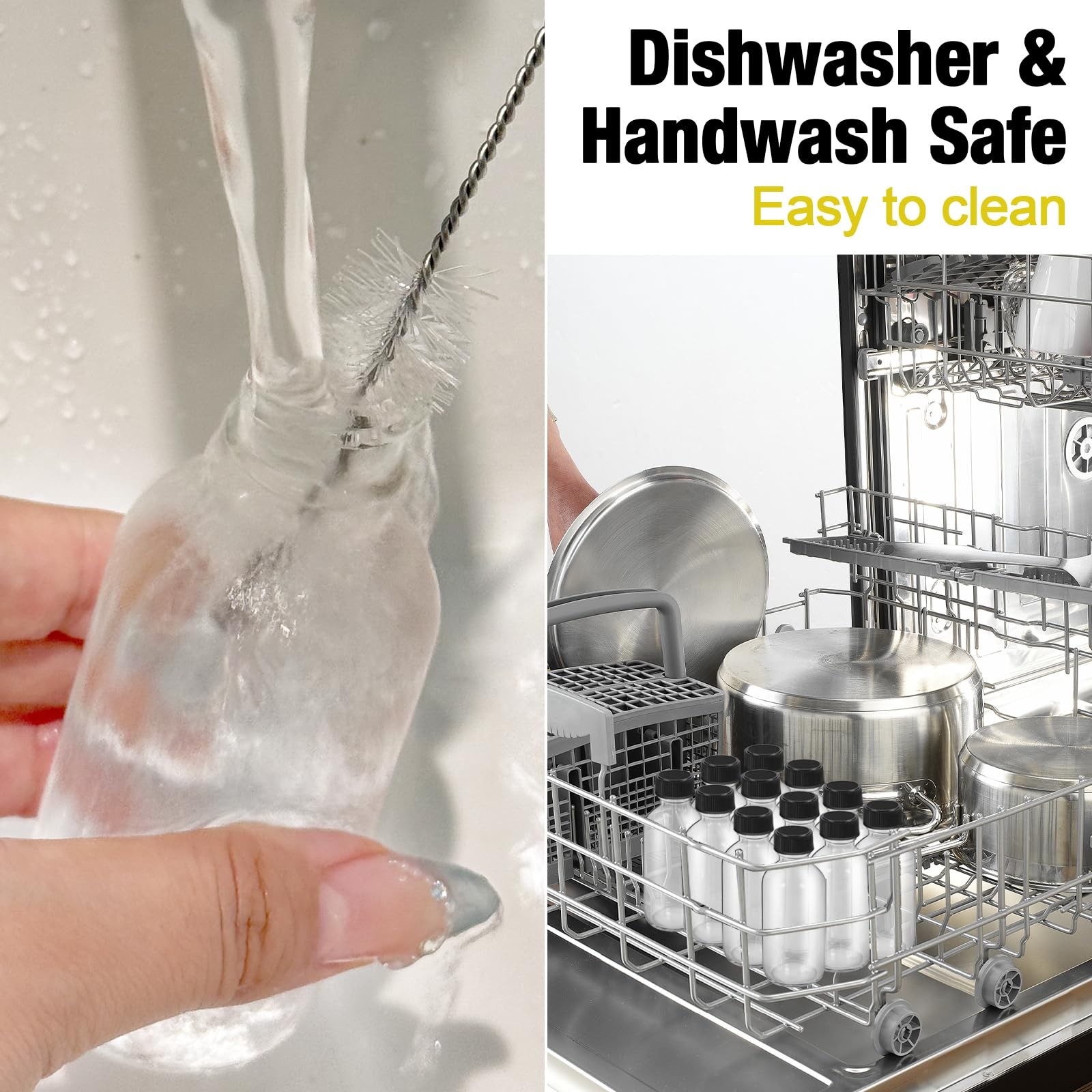2oz Small Clear Glass Bottles with Lids, 1 Stainless Steel Funnel, 4 Labels,1…