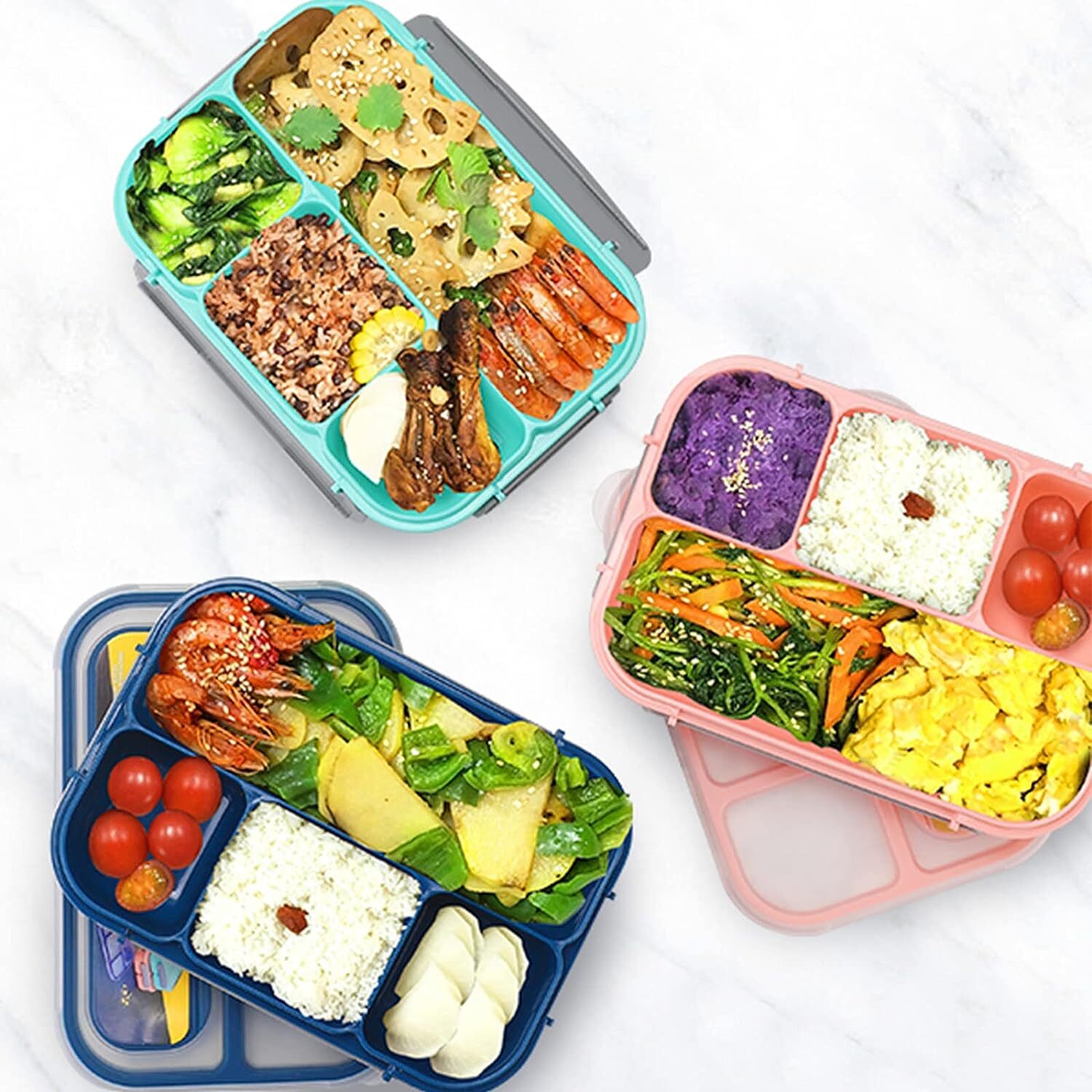 Bento Lunch Box for Toddler Kids 4 Compartment Bento Style Leakproof Lunch Boxes