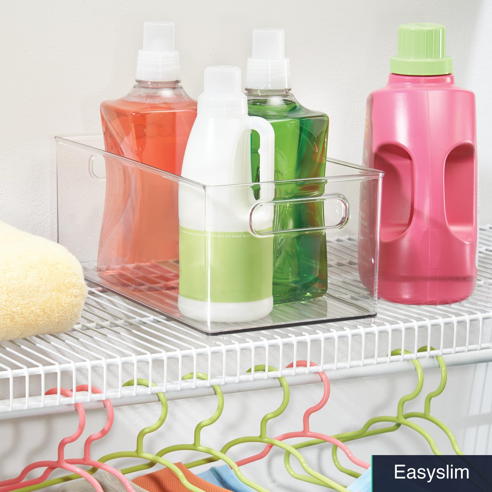 Stackable Clear Plastic Fridge Storage Bins Set of 2 14.5in x 8in