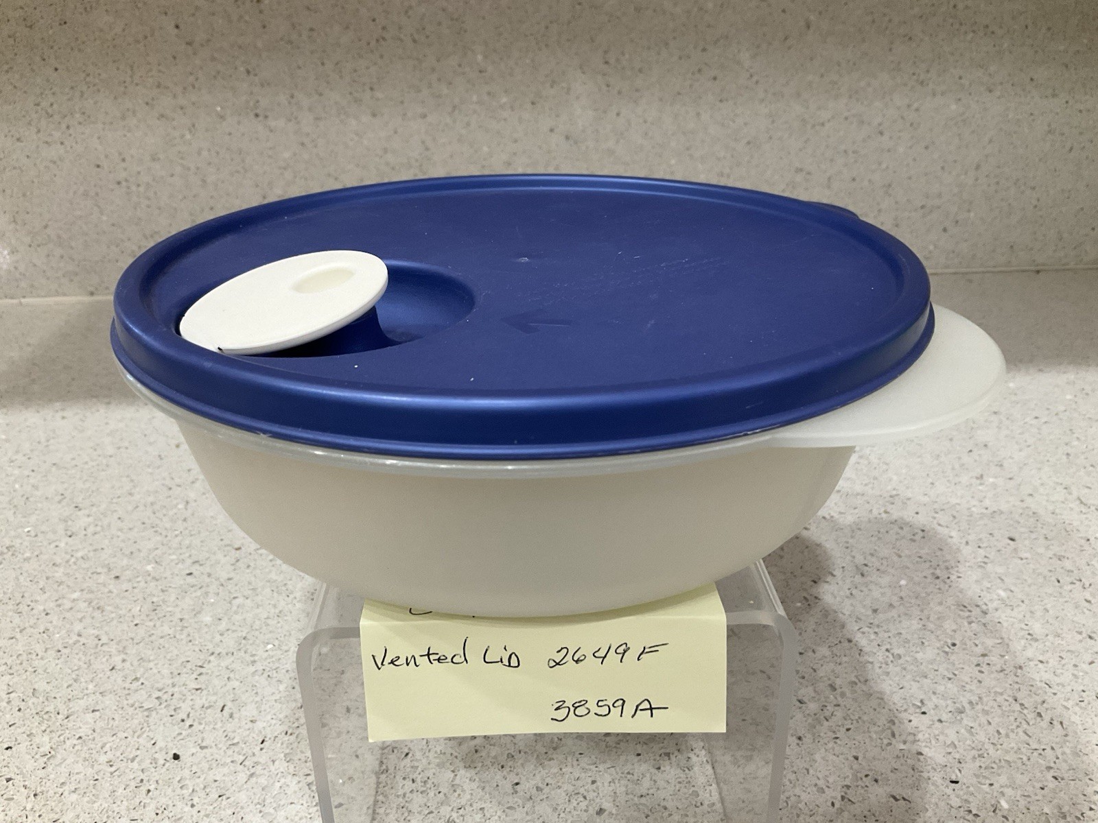 Tupperware 3859A Crystalwave Divided 3pc Lunch Container & Blue Vented Lid 2649F