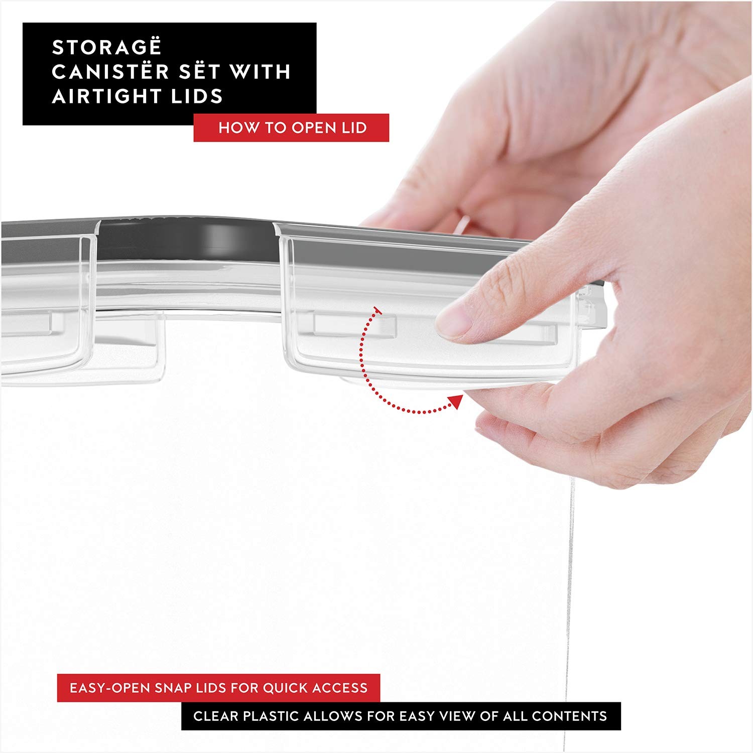 Flour Sugar Storage Containers Set of 4; 3.6L Plastic Airtight Food Storage C…