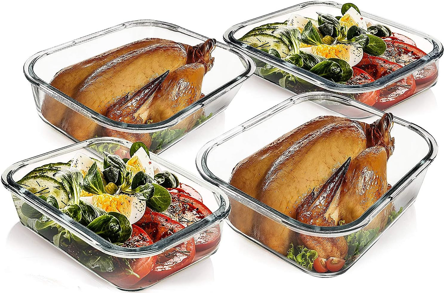 [80 oz & 36 oz Extra Large Glass Food Storage/Baking Containers Set with Lids, 2