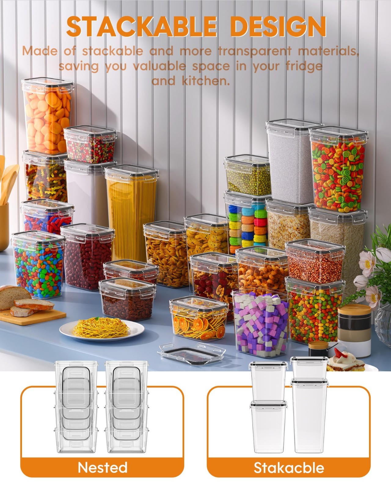 Airtight Food Storage Containers Set, 24 PCS BPA-Free Kitchen Canisters with Lid